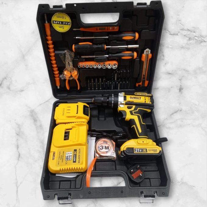 Dewalt 21v Codless Brushless Hand Held Drill With 2 Rechargeable Batteries, Blow Case, 2 Speed, Screwdriver Kit Drill Set