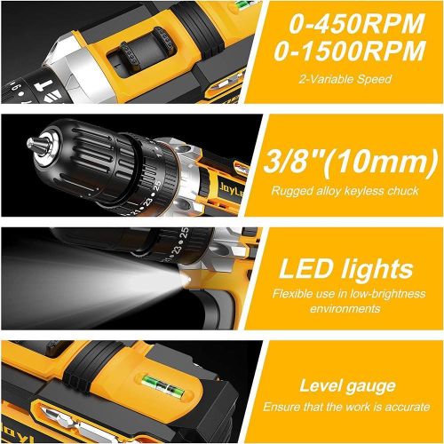 Dewalt 21v Codless Brushless Hand Held Drill With 2 Rechargeable Batteries, Blow Case, 2 Speed, Screwdriver Kit Drill Set
