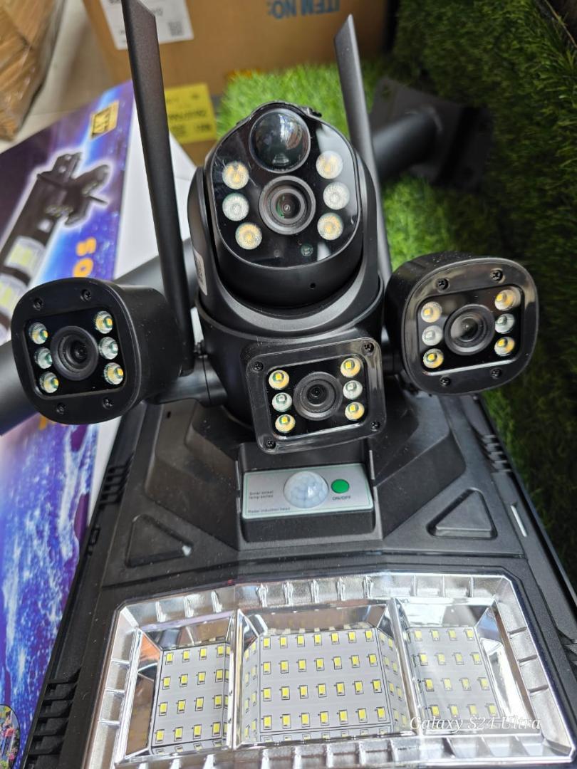 2 in 1 AI 4 cctv Camera Solar Camera +Street Lighting,waterproof,inbuid solar battery,cloud storage,memory card slot,motion detection,wifi/4G enabled,night vision full color.