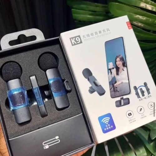 K9 Dual Wireless Microphone For USB-C Phone/ IPhone Wireless For Recording Vlog 2 Mic + 1 Rec Lavalier