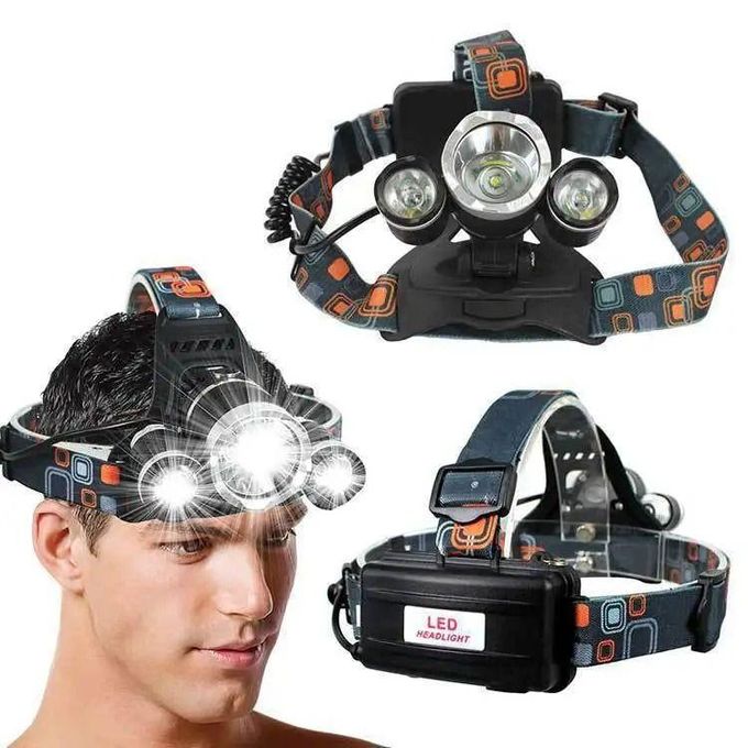 Compact 3 Way LED Head Torch with Rechargeable Battery Pack