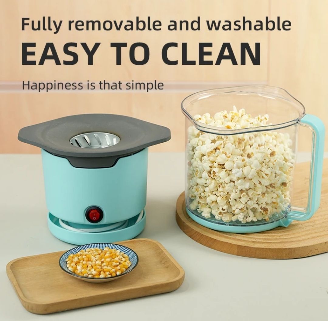 Automatic Kitchen portable fast popcorn maker 220v Electric Hot Air Mini popcorn popper maker machine with top cover