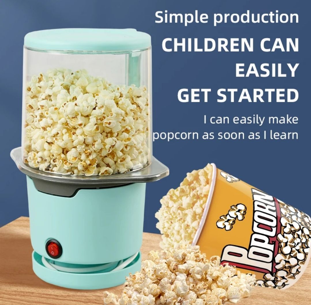 Automatic Kitchen portable fast popcorn maker 220v Electric Hot Air Mini popcorn popper maker machine with top cover