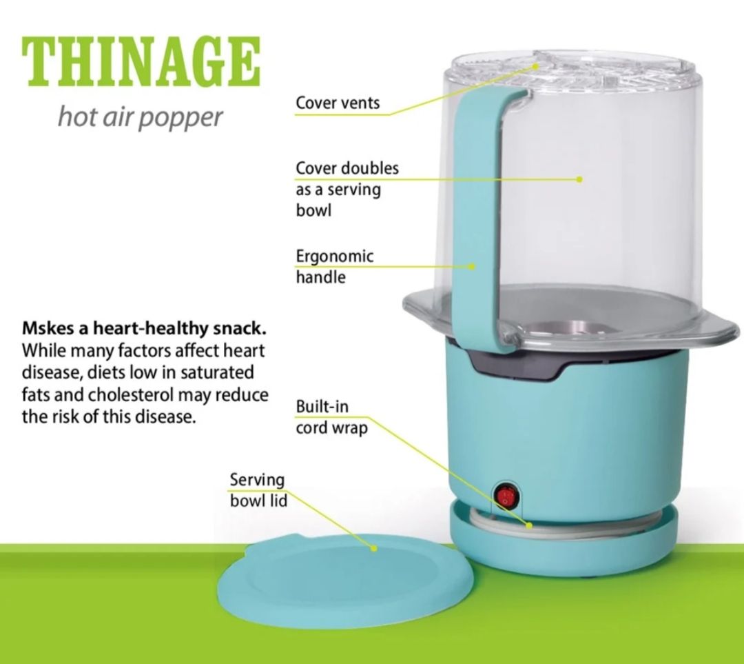 Automatic Kitchen portable fast popcorn maker 220v Electric Hot Air Mini popcorn popper maker machine with top cover