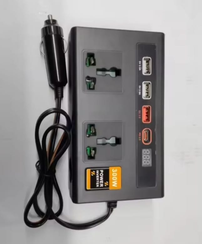 300W Car Power Inverter Dc to Ac 12V/24V to 110V/220V With 3 USB Ports and Type c port