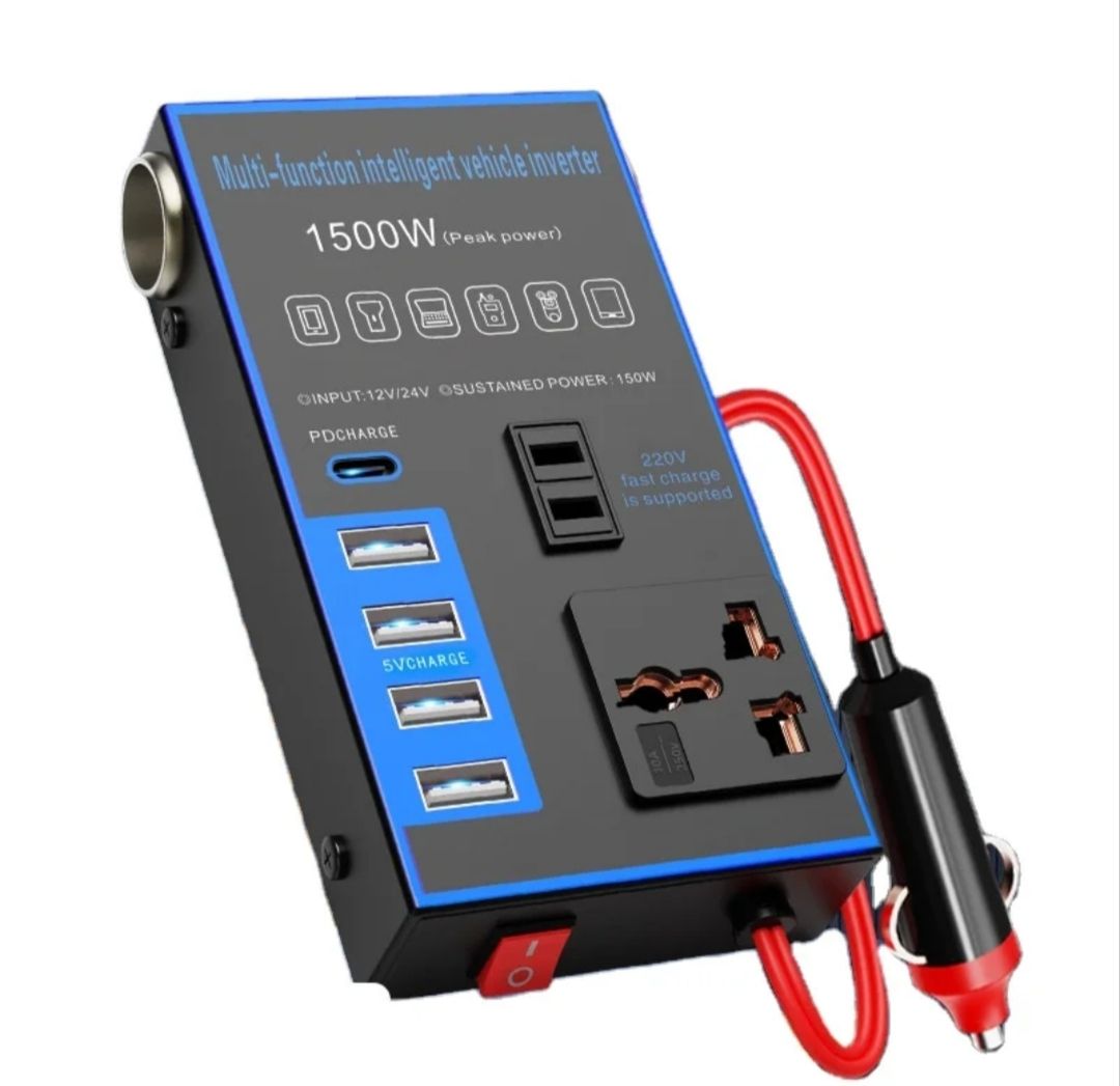 1500W Car Power 12V 24V To 220V Mobile Phone USB Charging Socket Auto Charger Converter Adapter