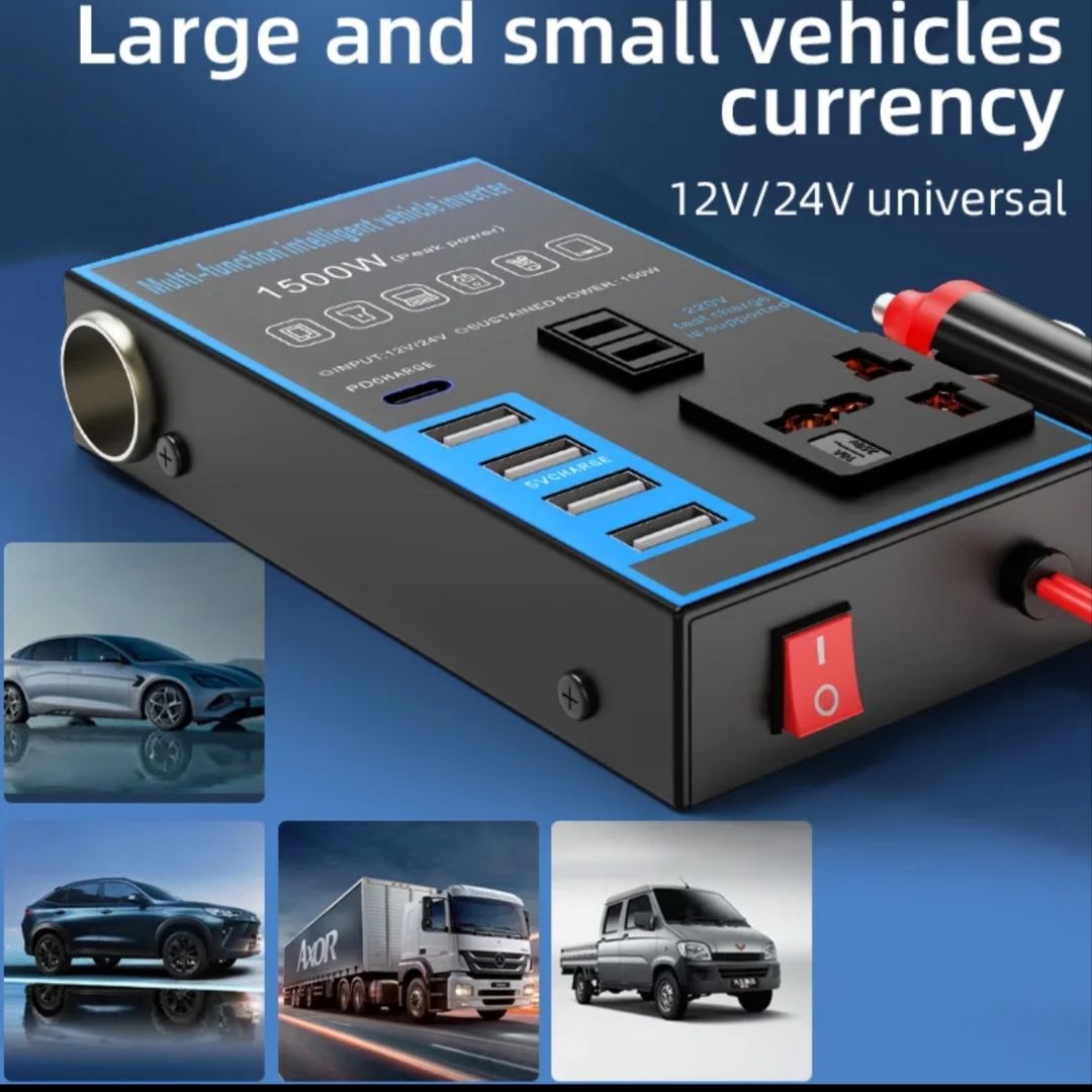 1500W Car Power 12V 24V To 220V Mobile Phone USB Charging Socket Auto Charger Converter Adapter