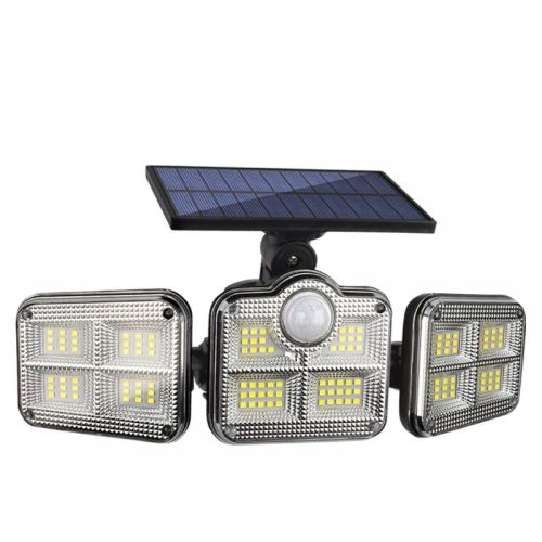 Solar Light Outdoor 120 LED Motion Sensor Lights with Remote Control 3 Heads Security LED Flood Lights