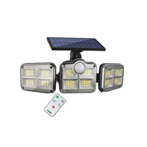 Solar Light Outdoor 120 LED Motion Sensor Lights with Remote Control 3 Heads Security LED Flood Lights
