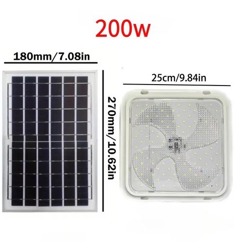 Solar Light 200W High-Power Solar LED Ceiling Light - Indoor/Outdoor, Remote Control, Dimmable