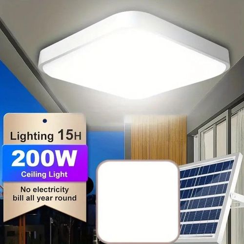 Solar Light 200W High-Power Solar LED Ceiling Light - Indoor/Outdoor, Remote Control, Dimmable