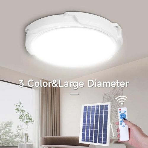 Solar Powered Ceiling Light 100W Indoor Light with Remote and Timer