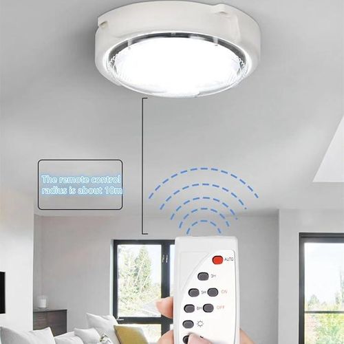 Solar Light Solar Ceiling/Pendant Lights Indoor Intelligent 100W LED Lamp with Remote Control, 3 light color switching, 1000LM Outdoor Solar powered Barn Light for Shed, Porch, Patio, Garage