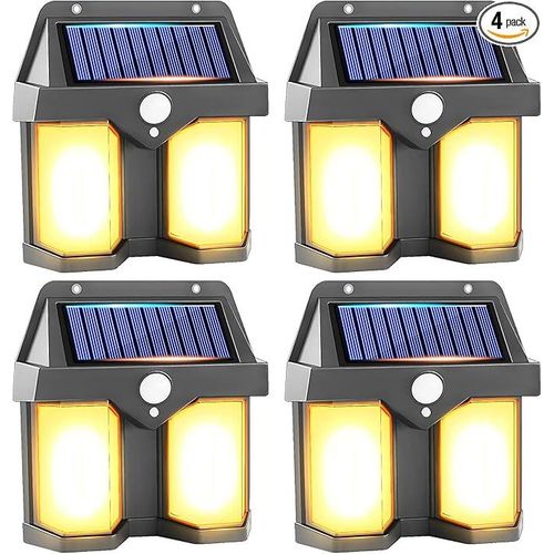 Solar Light 3 Lighting Modes Solar Wall Light with Motion Sensor, Bright Tungsten Bulb LED Solar Powered Induction Wall Lamp for Deck, Fence, Garage, Auto On/Off (4 Pack)