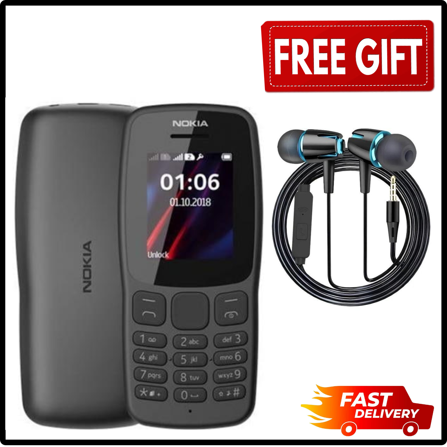 LIMITED DISCOUNT !!!BRAND NEW Nokia 106 4G!!! Mobile Phones, 1.8" Dual SIM Cards Cell Phone 800 MAh Removable Battery Cheap Durable Classic For Basic Communication with FM Radio and Micro USB conn