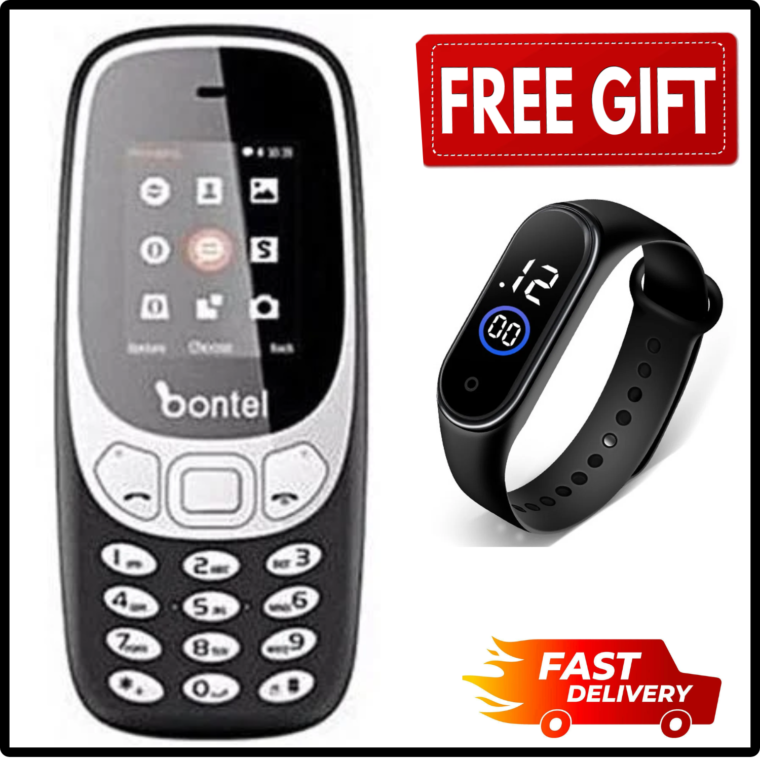 LIMITED DISCOUNT !!!BRAND NEW ORIGINAL BONTEL 3310 1.77" DISPLAY FM RADIO 1000 MAH BATTERY KABAMBE/KATULULU/MULIKA MWIZI CHEAP FEATURE PHONE