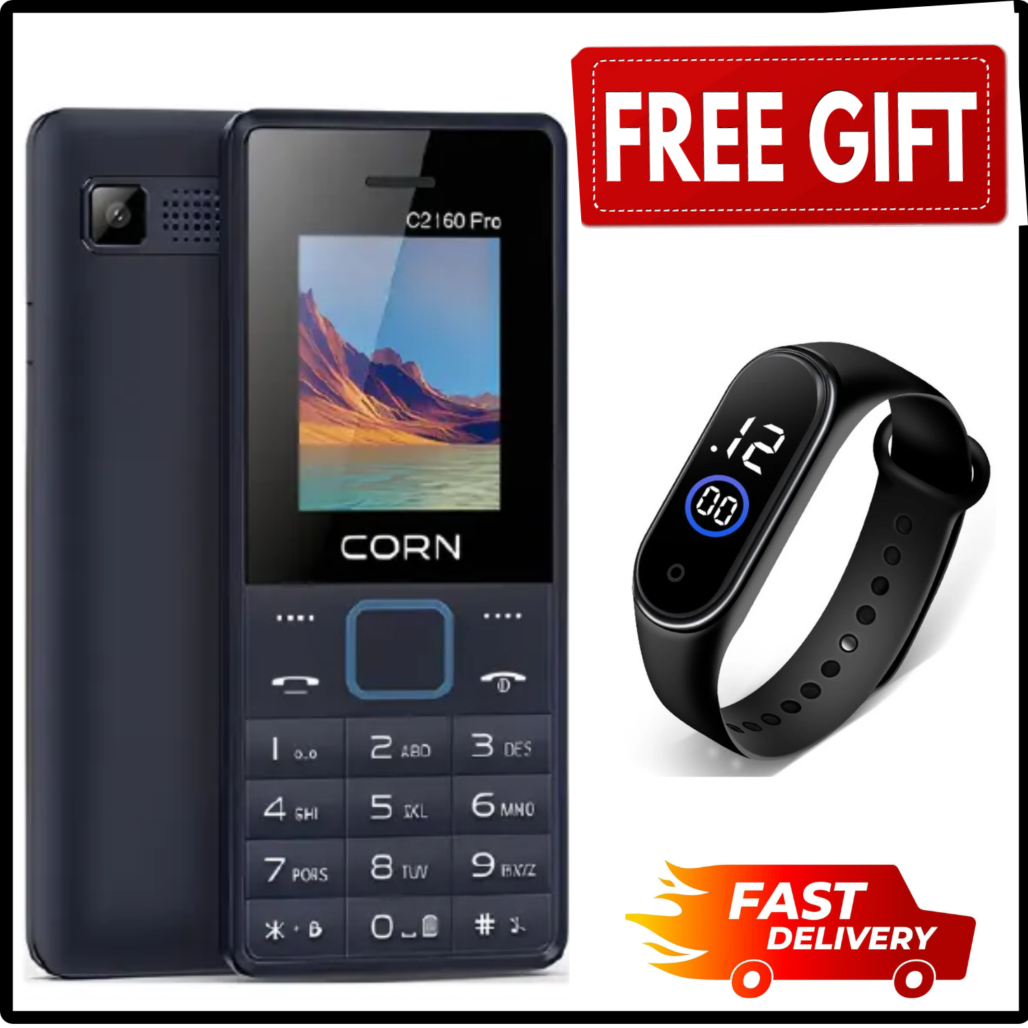 LIMITED DISCOUNT 🔥🔥🔥🔥 !!!BRAND NEW CORN C2160 1.77'' Display Dual SIM Feature Phone Kabambe Katululu Wireless FM Torch Camera Bluetooth 1000mAh Battery Durable Button Phone Classic Mobile Phone.