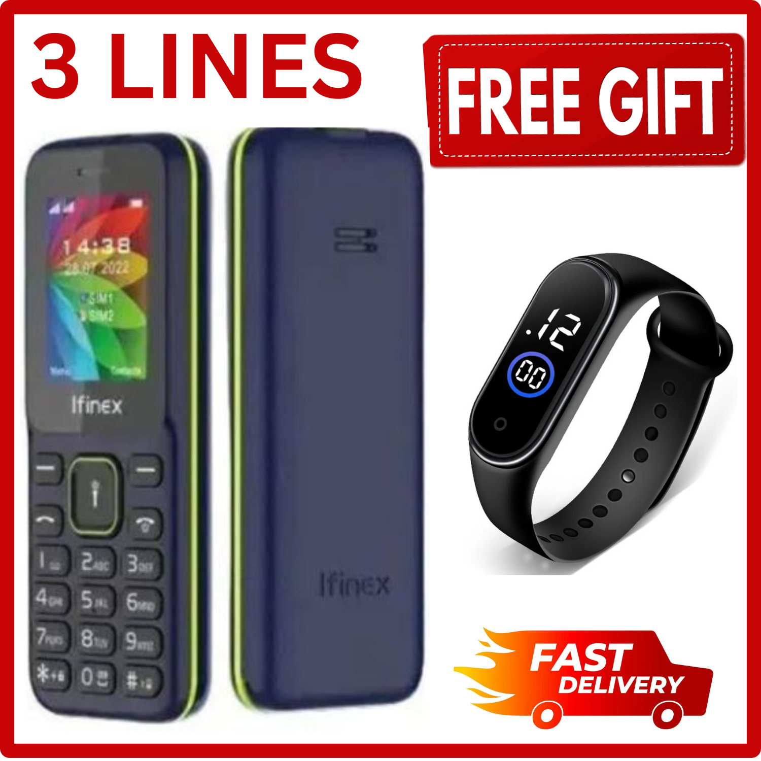 LIMITED DISCOUNT !!!FINEX B310 TRIPLE SIM THREE-3 SIM CARD BIG TORCH KABAMBE/KATULULU/MULIKA MWIZI/BUTTON FEATURE PHONE