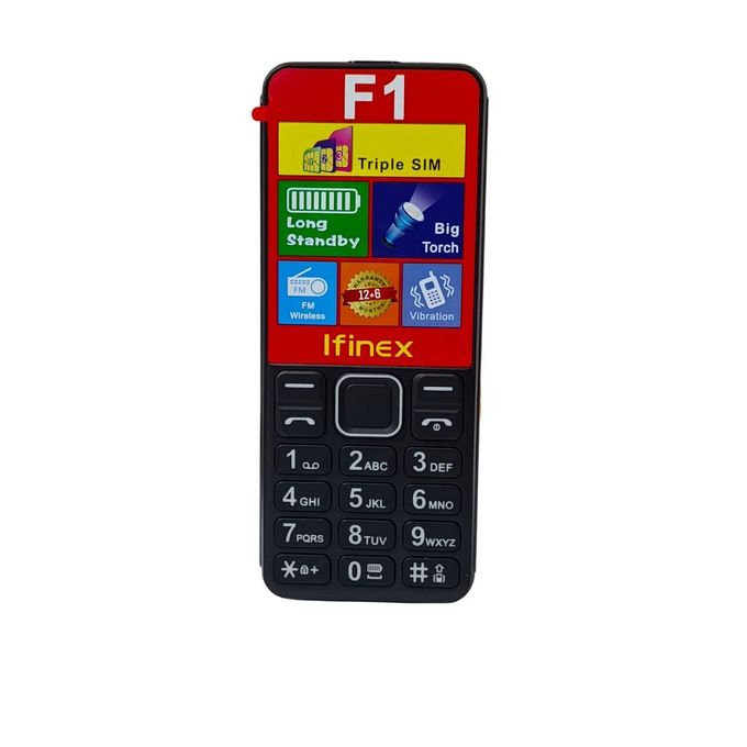 LIMITED DISCOUNT !!IFINEX F1 TRIPLE SIM THREE-3 SIM CARD BIG TORCH KABAMBE/KATULULU/MULIKA MWIZI/BUTTON FEATURE PHONE
