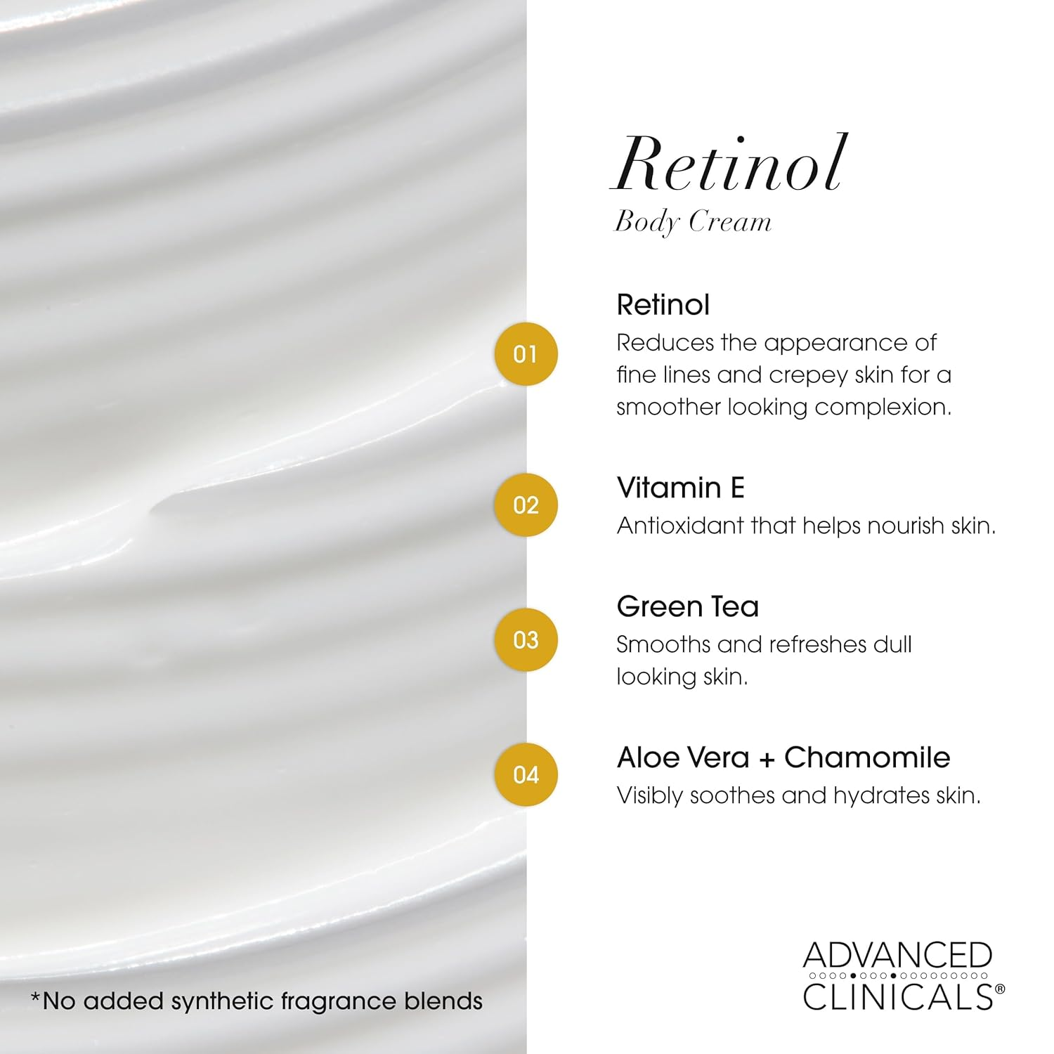 Advanced Clinicals Retinol Body Lotion & Face Moisturizer | Visible Anti Aging Skin Care Retinol Body Cream For Women & Men Targets Look Of Fine Lines, Wrinkles, & Crepe Looking Dry Skin