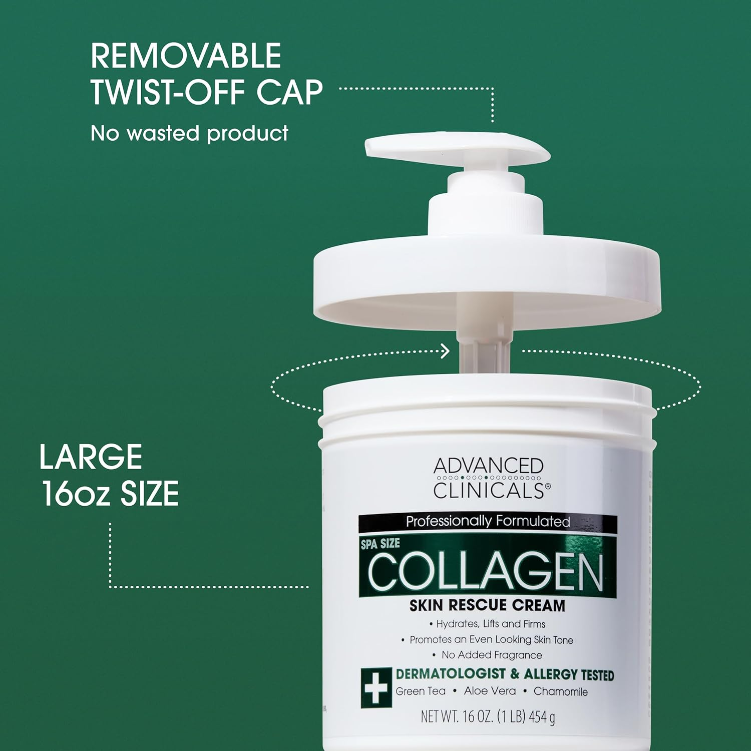 Advanced Clinicals Collagen Skin Rescue Lotion - Hydrate, Moisturize, Lift, Firm. Great for Dry Skin