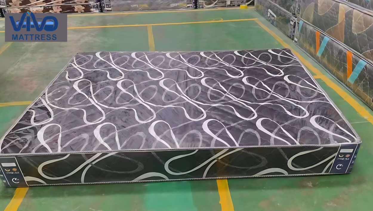 Vivo Premium Mattress – Monochrome Swirl Pattern with Elegant Quilted Finish, High-Density Orthopedic Support for Superior Sleep and Comfort
