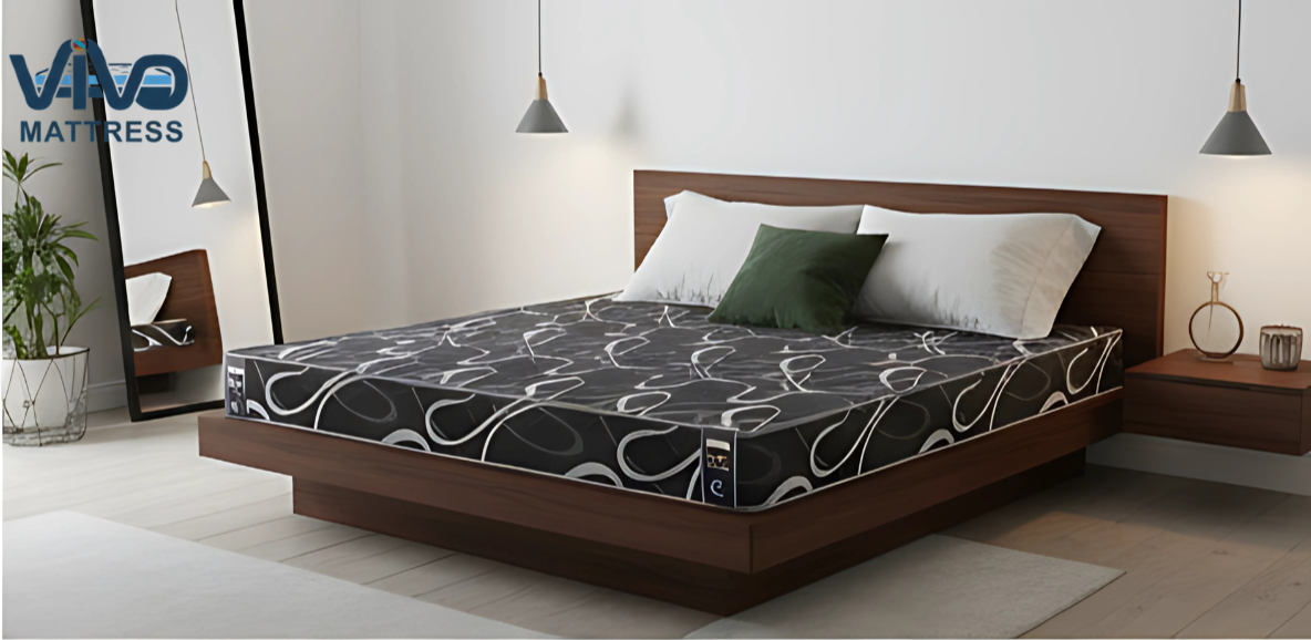Vivo Premium Mattress – Monochrome Swirl Pattern with Elegant Quilted Finish, High-Density Orthopedic Support for Superior Sleep and Comfort