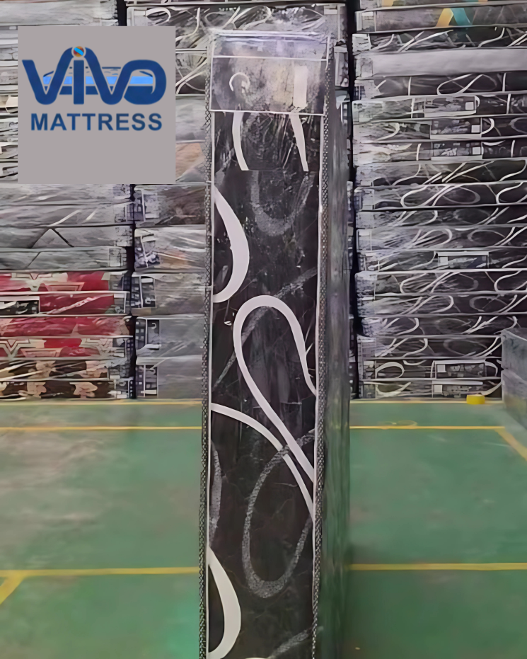 Vivo Premium Mattress – Monochrome Swirl Pattern with Elegant Quilted Finish, High-Density Orthopedic Support for Superior Sleep and Comfort