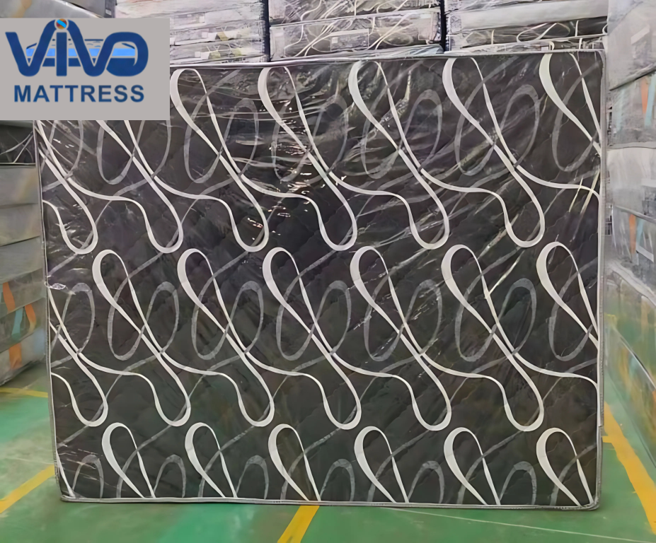 Vivo Premium Mattress – Monochrome Swirl Pattern with Elegant Quilted Finish, High-Density Orthopedic Support for Superior Sleep and Comfort