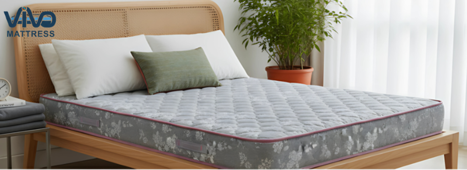 Vivo Premium Mattress –Elegant Grey and White Floral Design with Elegant Quilted Finish, High-Density Orthopedic Support for Superior Sleep and Comfort