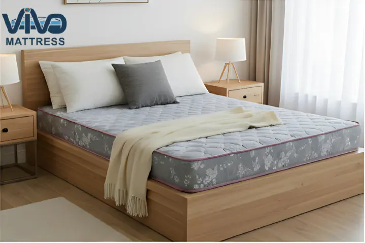 Vivo Premium Mattress –Elegant Grey and White Floral Design with Elegant Quilted Finish, High-Density Orthopedic Support for Superior Sleep and Comfort