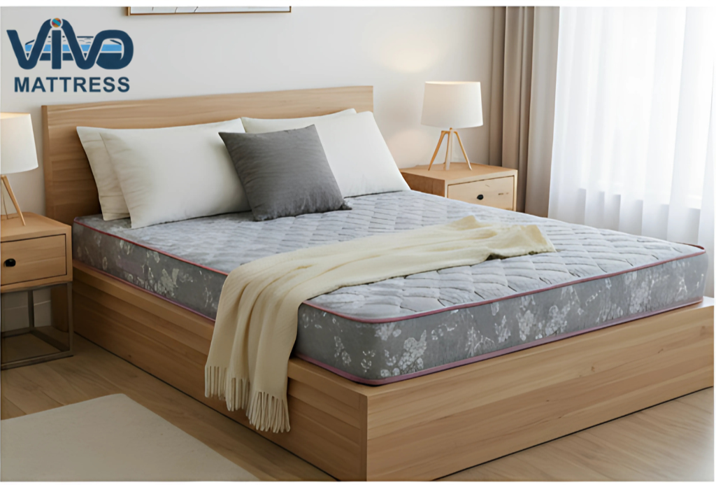 Vivo Premium Mattress –Elegant Grey and White Floral Design with Elegant Quilted Finish, High-Density Orthopedic Support for Superior Sleep and Comfort