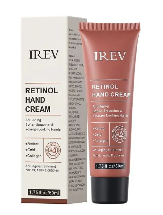 IREV Retinol Hand Cream & Moisturizing Silicone Gloves Set - Anti-Aging Spa Treatment for Soft, Youthful Hands (2-in-1 Hand Care Bundle)