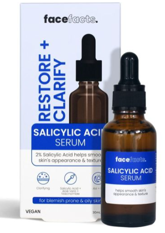Face Facts Salicylic Acid Serum – Acne Treatment & Oil Control | Unclogs Pores, Blackheads Removal, Anti-Pimple Skincare for Oily & Acne-Prone Skin