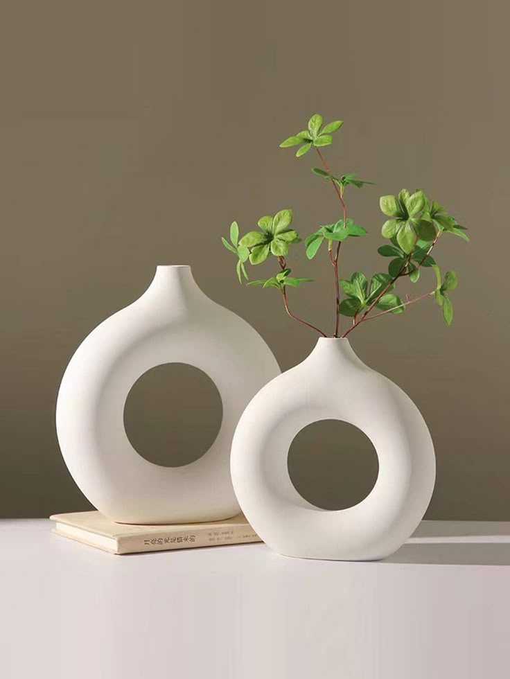 2pcs Home decoration ceramic flower vase/ home decor  wallpaper wall stickers, house stickers, suitable for DIY living room background walls, bedroom, home decoration, living room- 2 pieces medium .