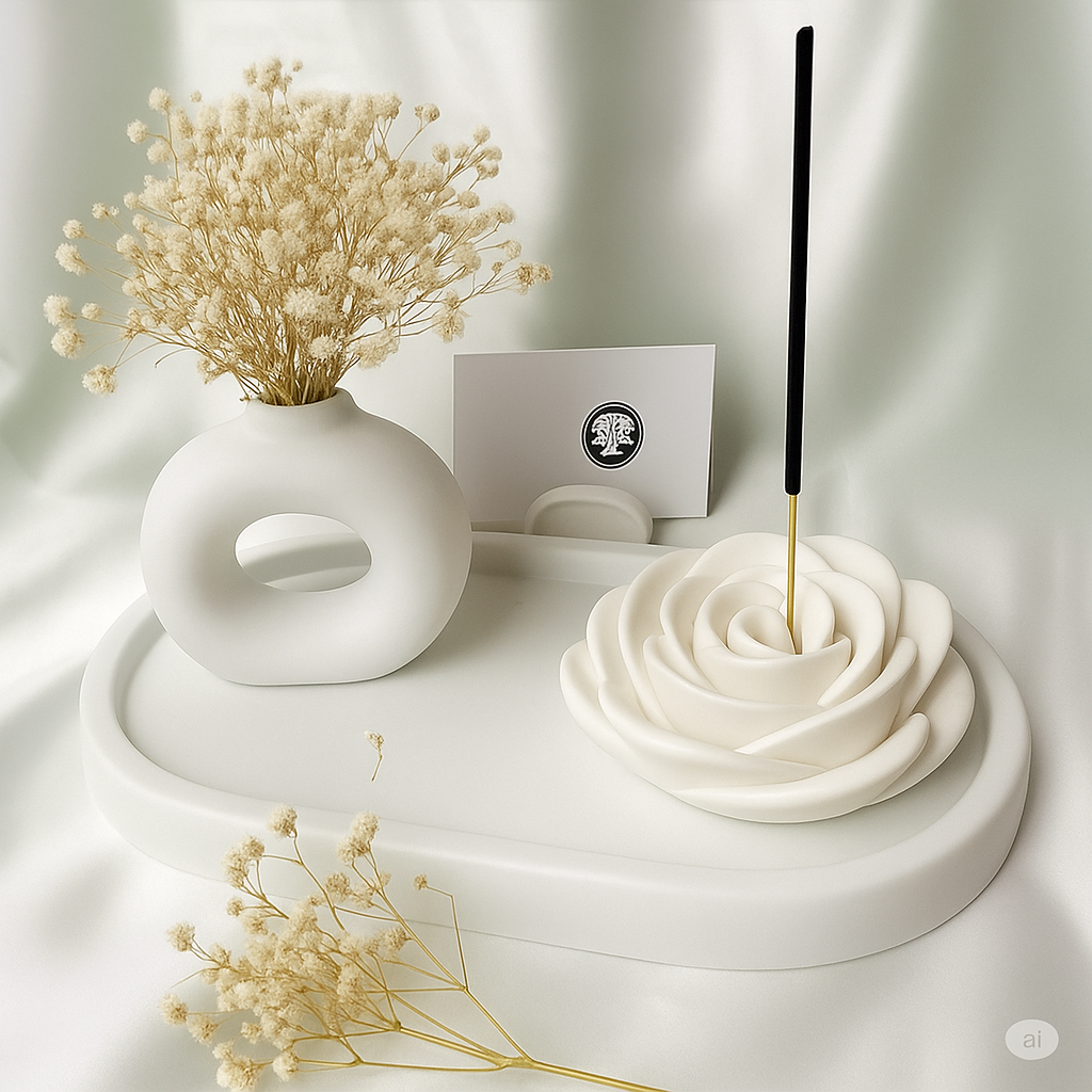 3 pcs Home  Decor ceramic quality circle flower Vase + flower decor + Display tray . a luxurious touch to your interior setting, and at the same time, it is a zero-maintenance.