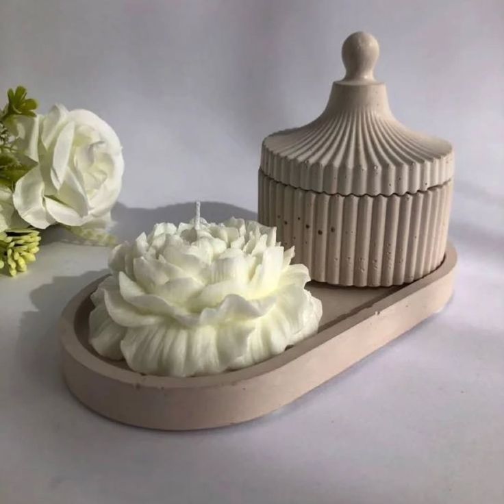 3pcs Aromatherapy Candle Smokeless Flower candle + reusable lid + jewellery tray -Household Atmosphere Candle WeddingFestival Romantic Hand Gift-WITH RE-USABLE DISH- different type of flower