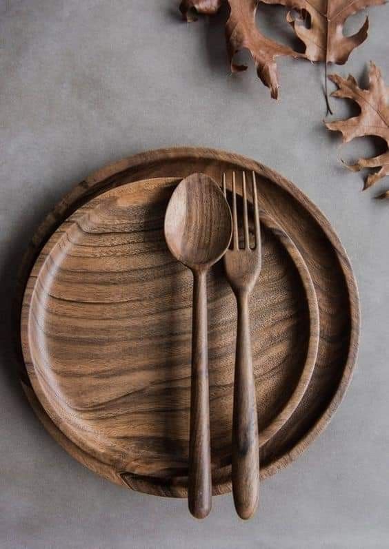 3pcs LARGE  Pair Eco-friendly large Bamboo plate + Bamboo spoon + fork .Serve your family and visitors with ease.Serve soups | Soft dishes | serve cereals |Friendly for all.