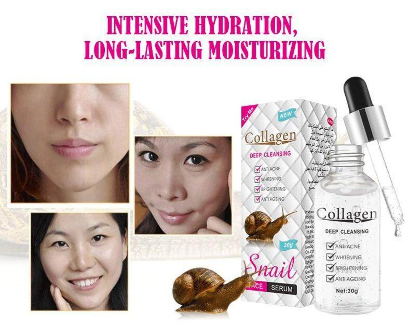 2pcs Collagen Deep Cleansing Snail Face Serum, anti-aging