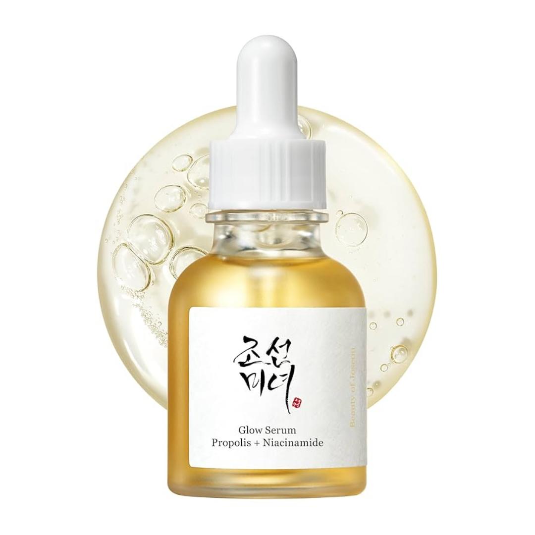 Beauty of Joseon Glow Serum: Propolis + Niacinamide. This serum is a Korean skincare product designed to address issues like enlarged pores, inflammation, and dullness.