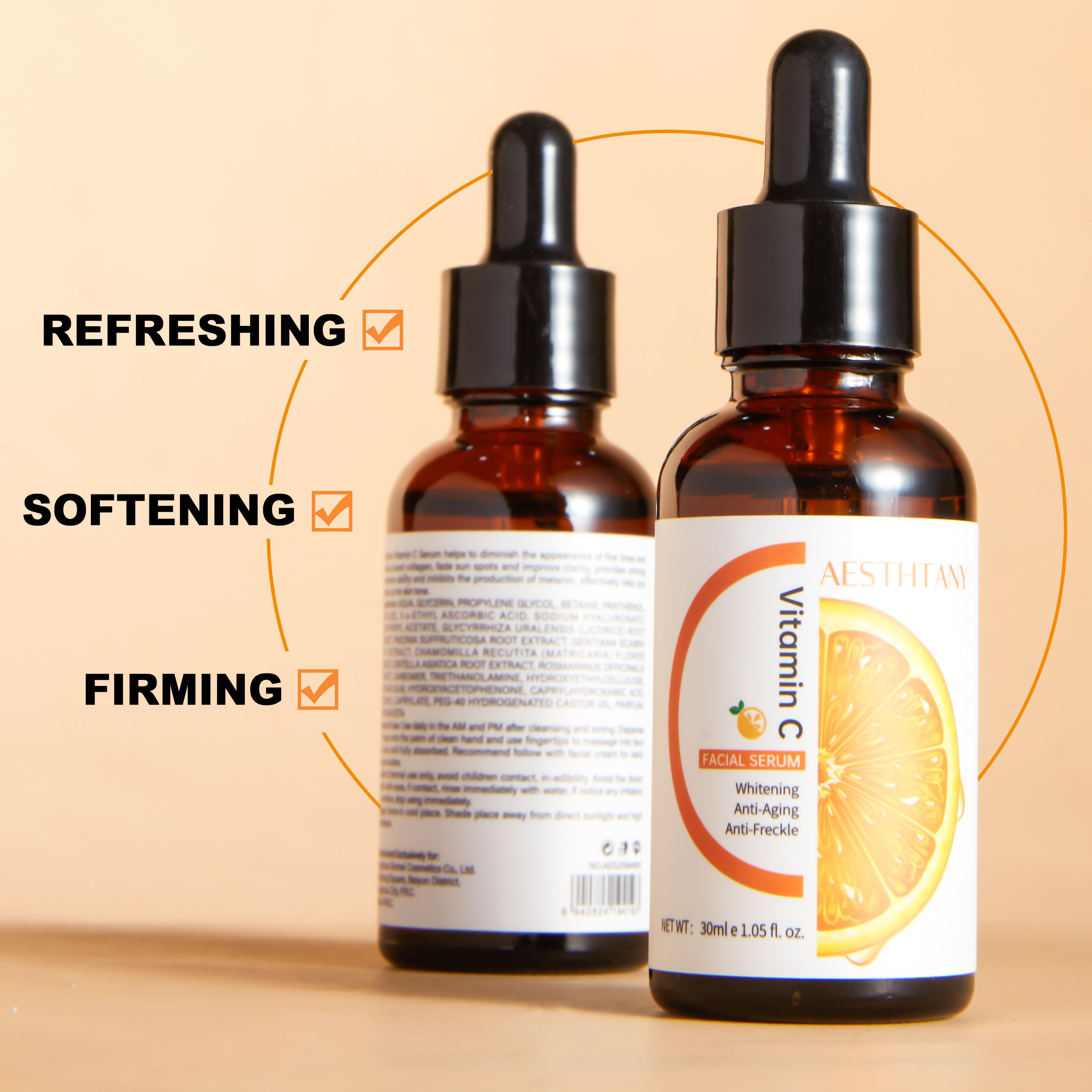OKADY Vitamin C Facial Whitening Moisturizing Essence Liquid - Brightening and Repairing, Anti-wrinkle, Reducing Facial Wrinkles, Lubricating Facial Essence Liquid - Facial Care Skin Care Product，30ML