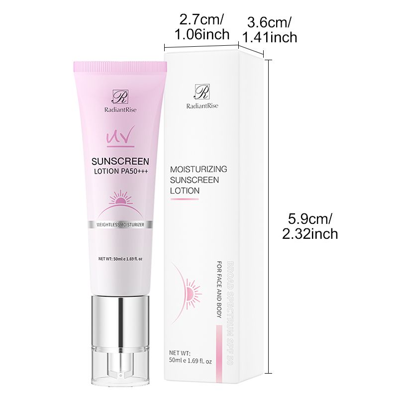 RadiantRise Sunscreen Lotion，Anti Light Aging, Moisturizing Multiple Protection Effect Sunscreen, Water Proof, Moisturizing and Brightening Double Barrel Multicare Isolation Sunscreen