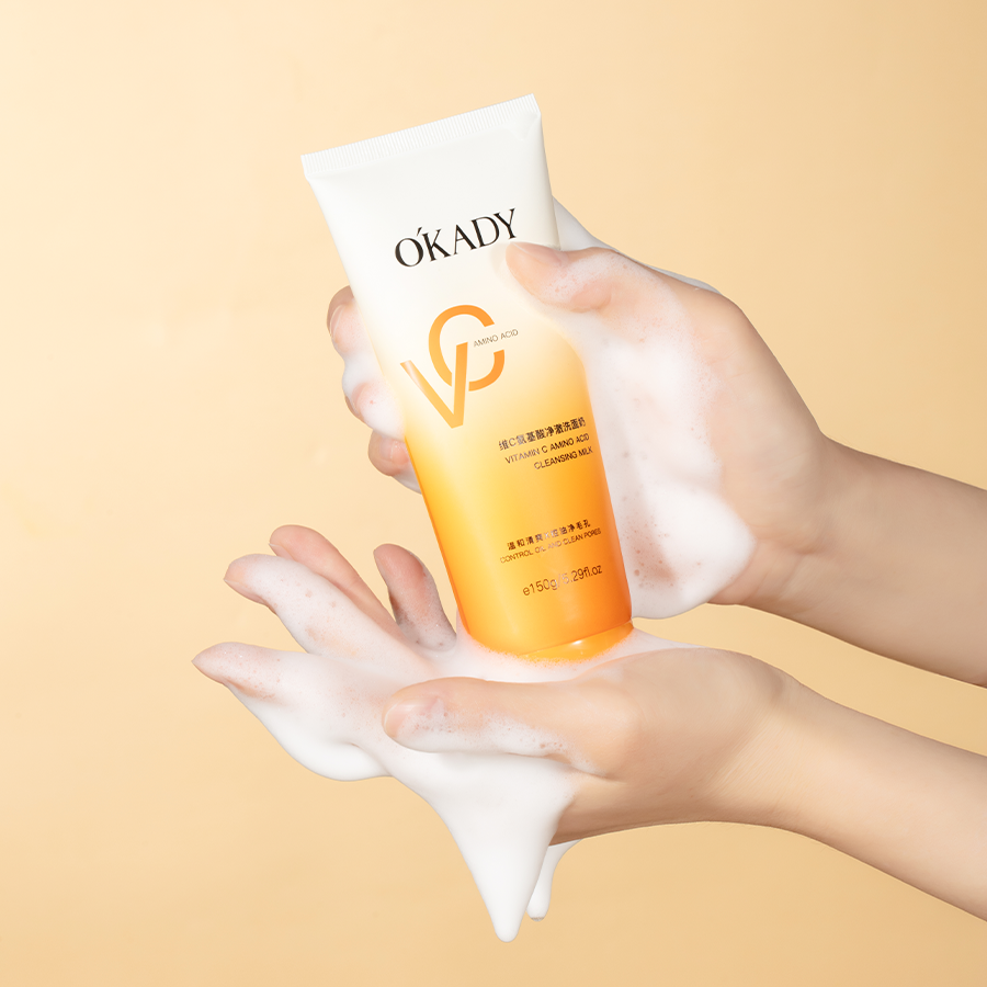 O'KADY Vitamin C Amino Acid Clearing Facial Cleanser,Vitamin C Facial Cleanser Face Wash Foam Cleanser Whitening Antioxidant Moist Brightening Skin Deep Cleansing Hydrating VC Skin Care Cleanser