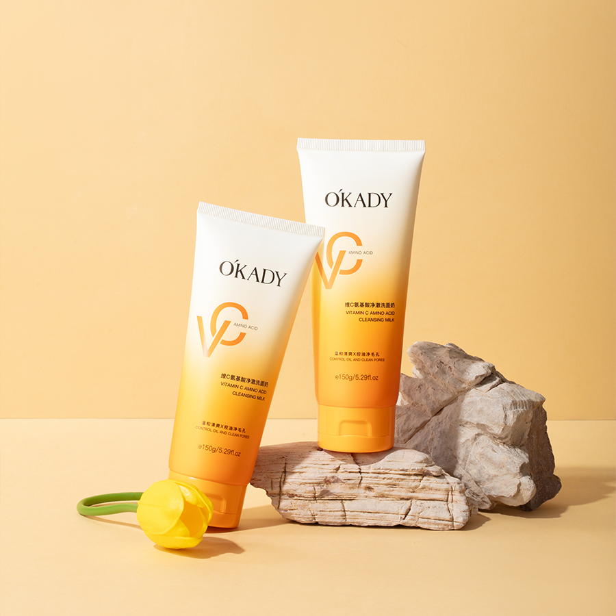 O'KADY Vitamin C Amino Acid Clearing Facial Cleanser,Vitamin C Facial Cleanser Face Wash Foam Cleanser Whitening Antioxidant Moist Brightening Skin Deep Cleansing Hydrating VC Skin Care Cleanser
