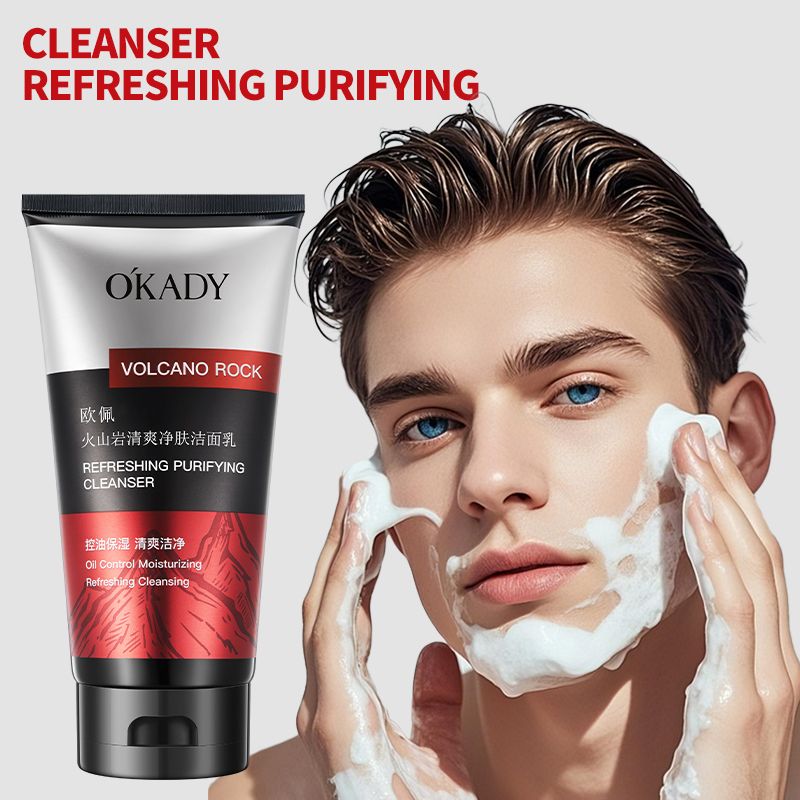 O'KADY Volcanic Rock Refreshing and Gentle Skin-Cleansing ,All-in-One Facial Cleanser for Men Skin Care Cleaner Shrink Pore Deep Cleaning Care Skin Rejuvenation moisturizing Face Wash Oil Control as