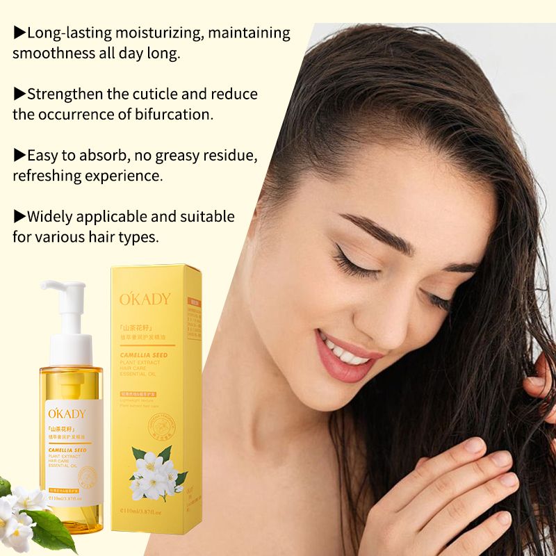 O'KADY Luxury Moisturizing Hair Oil Extracted from Pu'er Tea Seed Oil，Essential Oil Hair Growth Oils Pure Natural 30ML Hair Essential Oils For Nourish Shiny Hair Healthy Hair Care110ML