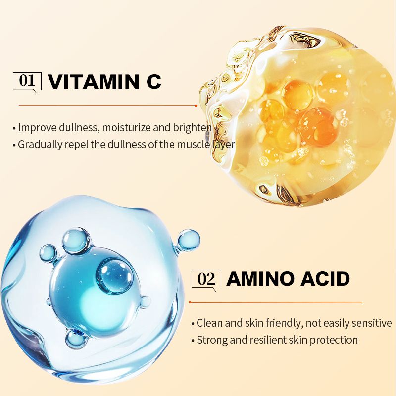 O'KADY Vitamin C Amino Acid Clearing Facial Cleanser,Vitamin C Facial Cleanser Face Wash Foam Cleanser Whitening Antioxidant Moist Brightening Skin Deep Cleansing Hydrating VC Skin Care Cleanser