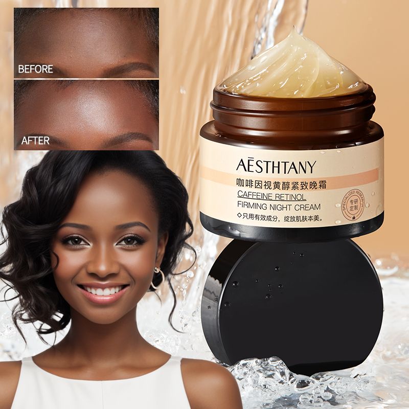 AESTHTANY Caffeine Retinol Firming Night Cream，It contains retinol and caffeine, providing whitening and moisturizing effects, enhancing the texture of the facial skin, and smoothing out facial wrinkl