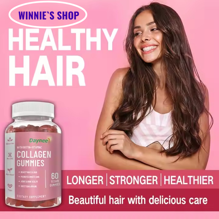 Collagen Peptides Gummies with Biotin + Vitamin C Youthful Smooth Skin Healthy Hair Stronger Nails