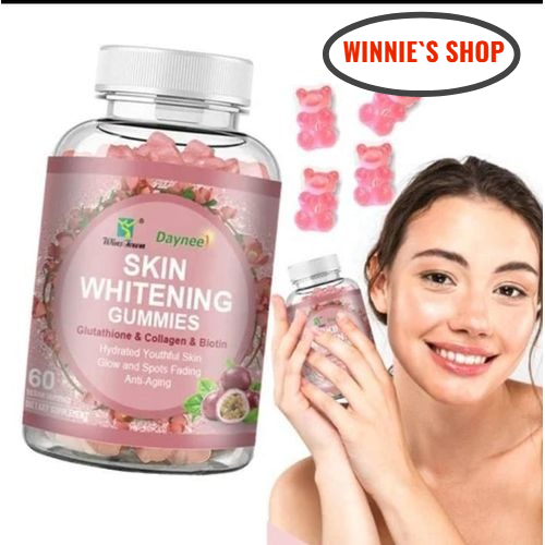 Daynee Skin Whitening Gummies, with Glutathione, Collagen and Bioth, Hydrated Youthful Skin, Glow and Spots Fading, Anti-Aging, 60 Count